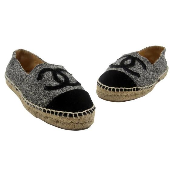 Chanel Woven Espadrille 36 Monogram Cc Cap Toe Flats CC-0505N-0158 - Picture 2 of 10